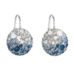 Stříbrné náušnice visací s krystaly Swarovski modré kulaté 31176.3 ice blue