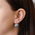 Stříbrné náušnice visací s krystaly Swarovski modré kulaté 31176.3 ice blue