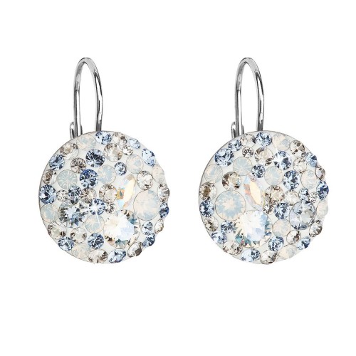 Stříbrné náušnice visací s krystaly Swarovski modré kulaté 31176.3 light sapphire