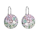 Stříbrné náušnice visací s krystaly Swarovski mix barev kulaté 31176.3 sakura