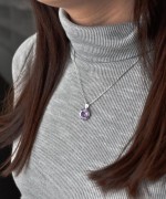 Stříbrný přívěsek s krystaly Swarovski fialový kulatý-rivoli 34112.3 violet