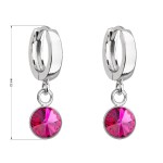 Stříbrné visací náušnice kroužky se Swarovski krystalem 31300.3 fuchsia