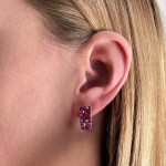 Stříbrné visací náušnice se Swarovski krystaly červený obdélník 31303.3 cherry