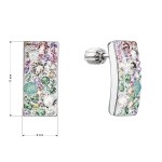 Stříbrné visací náušnice se Swarovski krystaly růžovo-zelený obdélník 31303.3 sakura 