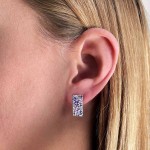 Stříbrné visací náušnice se Swarovski krystaly fialový obdélník 31303.3 violet