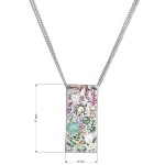 Stříbrný náhrdelník se Swarovski krystaly růžovo-zelený obdélník 32074.3 sakura