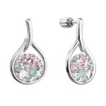 Stříbrné visací náušnice kapky se Swarovski krystaly 31305.3 sakura