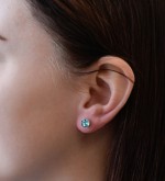 Stříbrné náušnice pecka se Swarovski krystaly modré kulaté 31113.3 light turquoise