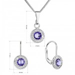 Sada šperků s krystaly Swarovski náušnice a přívěsek fialové kulaté 39109.3 tanzanite