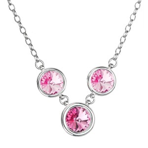 Stříbrný náhrdelník se Swarovski krystaly růžový kulatý 32033.3 rose