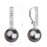 Stříbrné visací náušnice se Swarovski perlou a krystaly 71121.3 dark grey