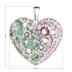 Stříbrný přívěsek s krystaly Swarovski mix barev srdce 34243.3 sakura