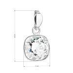 Stříbrný přívěsek s krystalem Swarovski bílý čtverec 34224.1