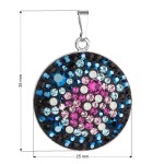 Stříbrný přívěsek s krystaly Swarovski mix barev modrá růžová kulatý 34131.4 galaxy